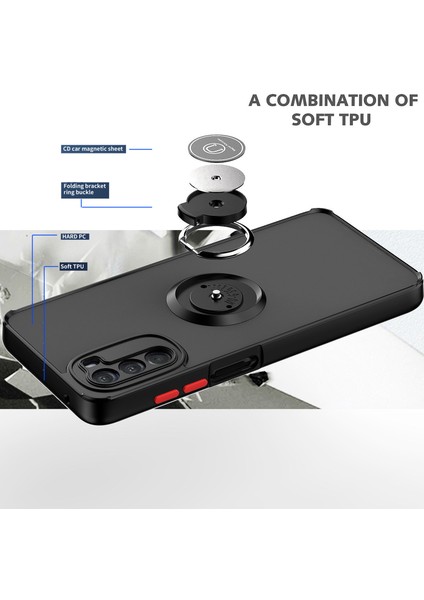 Motorola Moto G 5g 2022 Için Yüzük Stand Mat Sert Silikon Telefon Kılıfı - Matte Black (Yurt Dışından) fırsatları