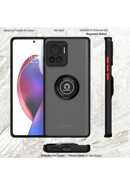 Motorola Edge 30 Ultra Için Yüzük Stand Mat Sert Silikon Telefon Kılıfı - Siyah (Yurt Dışından) fiyatları