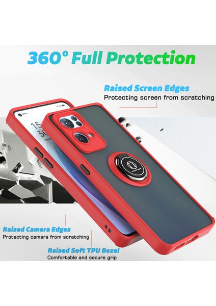 Oppo Reno7 Pro 5g Için Yüzük Stand Mat Sert Silikon Telefon Kılıfı - Siyah/kırmızı (Yurt Dışından) fiyatları