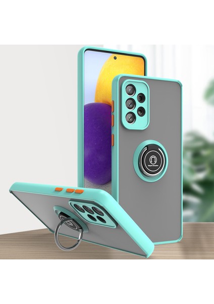 Samsung Galaxy A73 5g Için Yüzük Stand Mat Sert Silikon Telefon Kılıfı - Açık Mavi (Yurt Dışından)