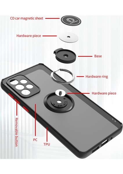 Samsung Galaxy A73 5g Için Yüzük Stand Mat Sert Silikon Telefon Kılıfı - Açık Mavi (Yurt Dışından) modelleri