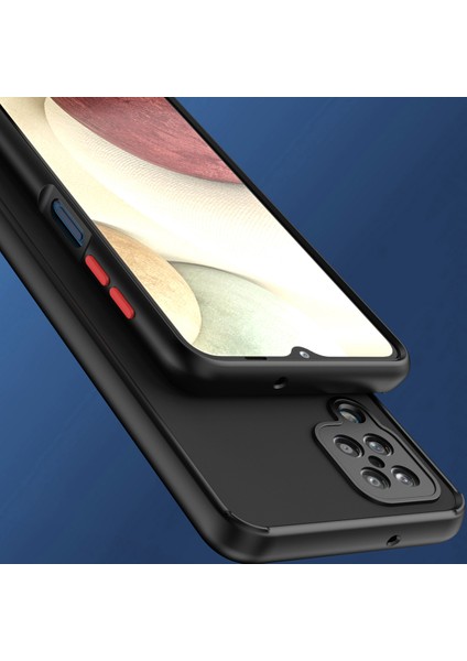 Samsung Galaxy A12 Için Yüzük Stand Mat Sert Silikon Telefon Kılıfı - Açık Mavi (Yurt Dışından) fiyatları