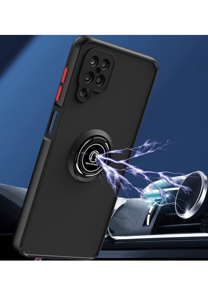 Samsung Galaxy A12 Için Yüzük Stand Mat Sert Silikon Telefon Kılıfı - Açık Mavi (Yurt Dışından) fırsatları