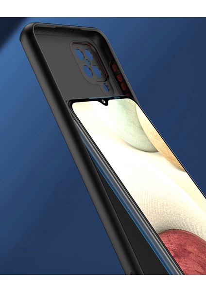 Samsung Galaxy A12 Için Yüzük Stand Mat Sert Silikon Telefon Kılıfı - Açık Mavi (Yurt Dışından) indirimleri