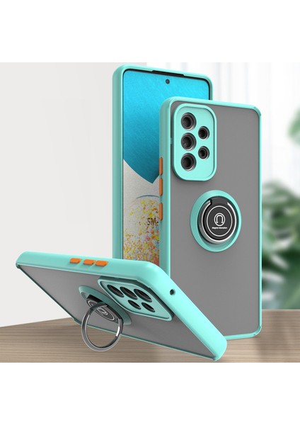 Samsung Galaxy A53 5g Için Yüzük Stand Mat Sert Silikon Telefon Kılıfı - Açık Mavi (Yurt Dışından)