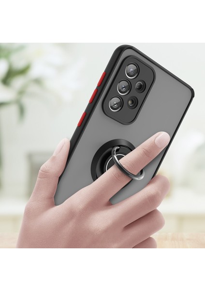 Samsung Galaxy A73 5g Için Yüzük Stand Mat Sert Silikon Telefon Kılıfı - Açık Mavi (Yurt Dışından) indirimleri