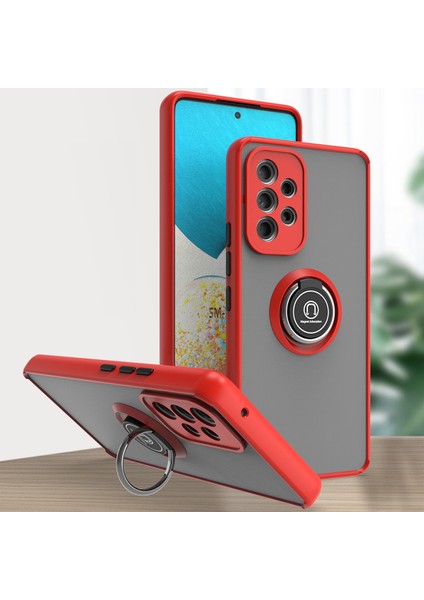 Samsung Galaxy A53 5g Için Yüzük Stand Mat Sert Silikon Telefon Kılıfı - Kırmızı (Yurt Dışından)