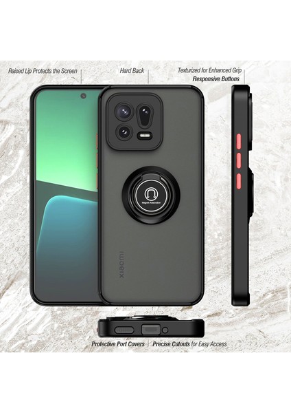 Xiaomi 13 Pro Için Yüzük Stand Mat Sert Silikon Telefon Kılıfı - Sarı (Yurt Dışından)