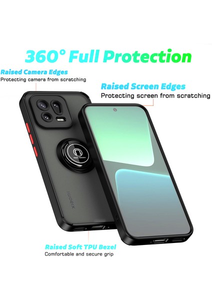 Xiaomi 13 Pro Için Yüzük Stand Mat Sert Silikon Telefon Kılıfı - Sarı (Yurt Dışından)