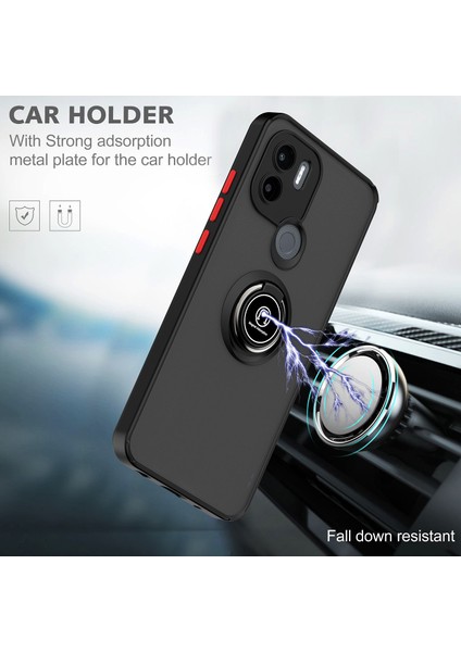 Xiaomi Redmi A1+ Için Yüzük Stand Mat Sert Silikon Telefon Kılıfı - Sarı (Yurt Dışından)