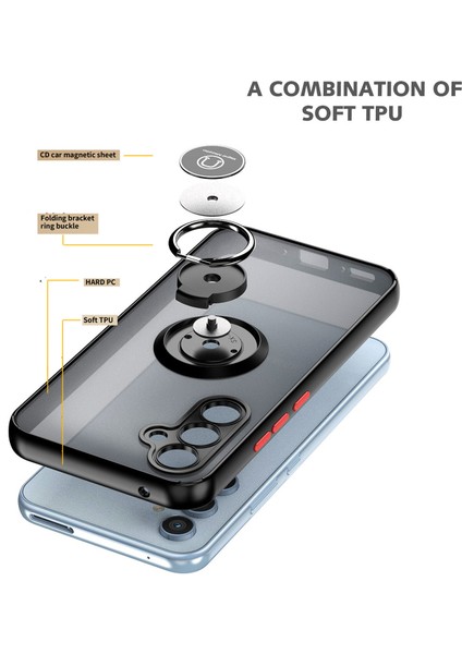 Samsung Galaxy A54 5g Için Yüzük Stand Mat Sert Silikon Telefon Kılıfı - Yeşil (Yurt Dışından)