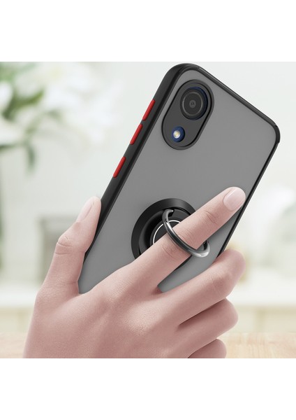 Samsung Galaxy A03 Core Için Yüzük Stand Mat Sert Silikon Telefon Kılıfı - Siyah (Yurt Dışından) indirimleri
