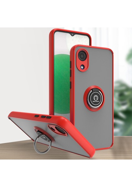 Samsung Galaxy A03 Core Için Yüzük Stand Mat Sert Silikon Telefon Kılıfı - Kırmızı (Yurt Dışından)