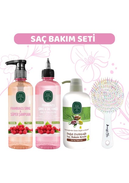 Frambuazlı Şampuan, Sirke, Saç Kremi Ve Saç Fırçası