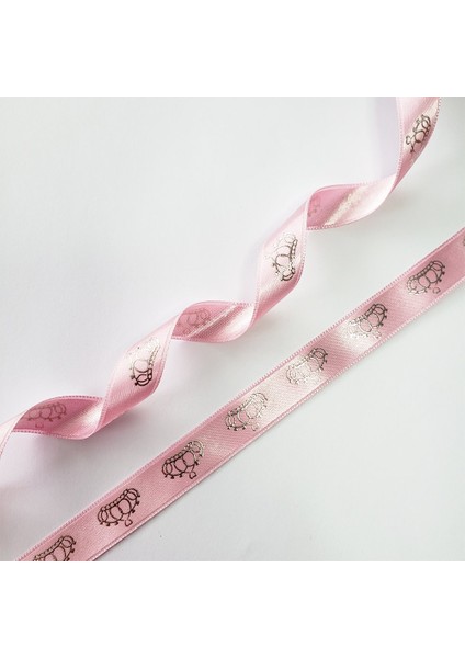Varak Kral Tacı Baskılı Saten Kurdele 1,5 cm Mavi Gümüş 5 Metre