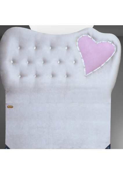 Başlık Kalpli Eko 90 cm Baby Face Beyaz Pembe Renk Kapitone El Yapım modelleri