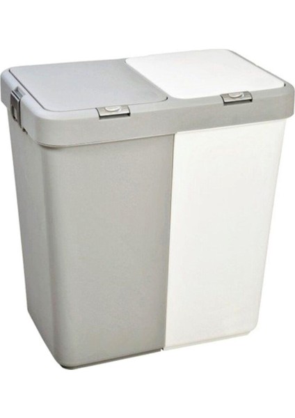 Otomatik Kapak Çift Gözlü Kirli Sepeti Motek Beyaz