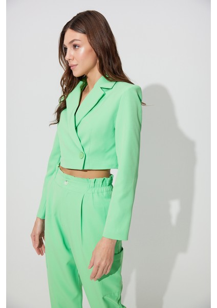 Yeşil Kruvaze Yaka Blazer Ceket SS23J4728YE