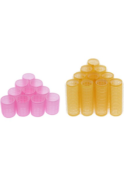 20X Kıvırcık Bukleler Dalgaları Yapış Sopa Stil Araçları 20X-MULTICOLOR5-20/48MM Pembe+Sarı (Yurt Dışından)