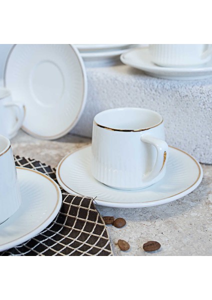 BYZ-037 New Bone China 6 Lı Kahve Fincan Seti Yaldızlı fiyatları