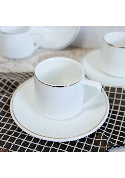 BYZ-037 New Bone China 6 Lı Kahve Fincan Seti Yaldızlı modelleri