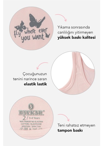 Kız Çocuk Pamuklu Kalın Askılı Renkli Baskılı Klasik Atlet Renkli Renk fiyatları