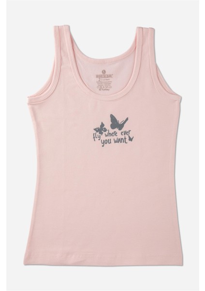 Kız Çocuk Pamuklu Kalın Askılı Renkli Baskılı Klasik Atlet Renkli Renk modelleri