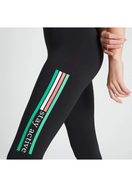 Tayt Içi Şardonlu Yüksek Performans Mikrofiber Rahat Kesim Spor Tayt Gri ve Siyah