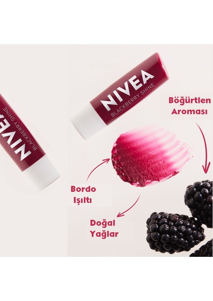 NİVEA LIP BALM RUJ & BÖĞÜRTLEN AROMALI DUDAK KORUYUCU 4,8GR