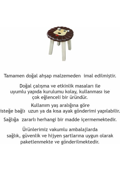 Renkli Doğal Ahşap Tabure - Arslan DAT5050
