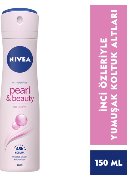 Kadın Sprey Deodorant Pearl&Beauty 150ml, Ter ve Ter Kokusuna Karşı 48 Saat Etkili Koruma, X5 Adet