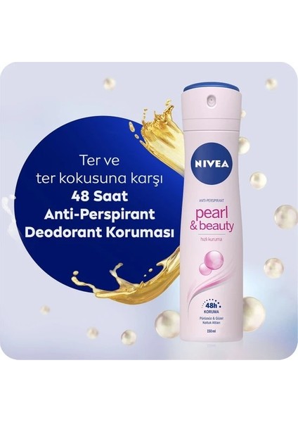 Kadın Sprey Deodorant Pearl&Beauty 150ml, Ter ve Ter Kokusuna Karşı 48 Saat Etkili Koruma, X5 Adet