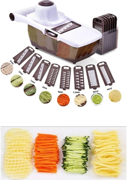 Orijinal Rende Pratik Dilimleyici 13 Parça Hazneli Sebze Patates Doğrayıcı