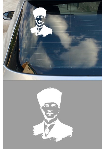 Atatürk Silüet Sticker Araba Sticker Oto Sticker 20X15 cm