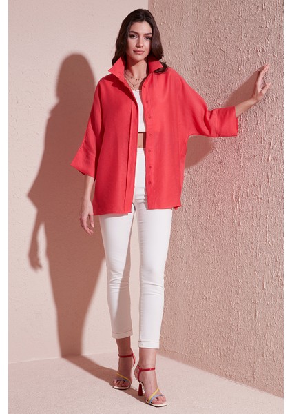 Truvakar Kol Oversize Yazlık Gömlek Bayan Gömlek 514344036