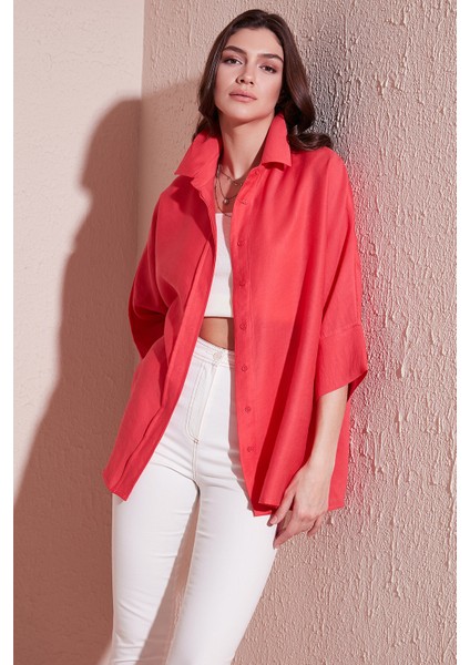 Truvakar Kol Oversize Yazlık Gömlek Bayan Gömlek 514344036