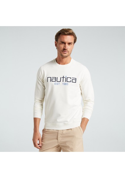 Nautıca Erkek Krem Standart Fıt Baskılı Sweatshirt K35610T.1MA