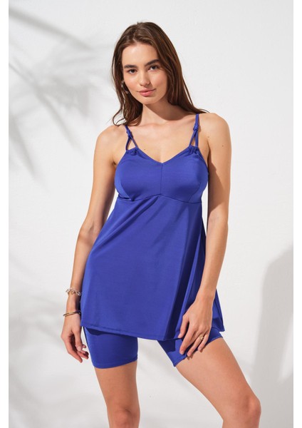 Lisa Şortlu V Yaka Tankini Sax 231500