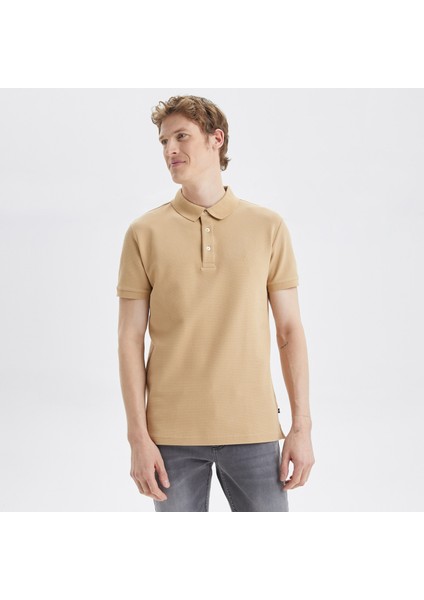 Nautıca Erkek Bej Slım Fıt Kısa Kollu Polo K35052T.2SA
