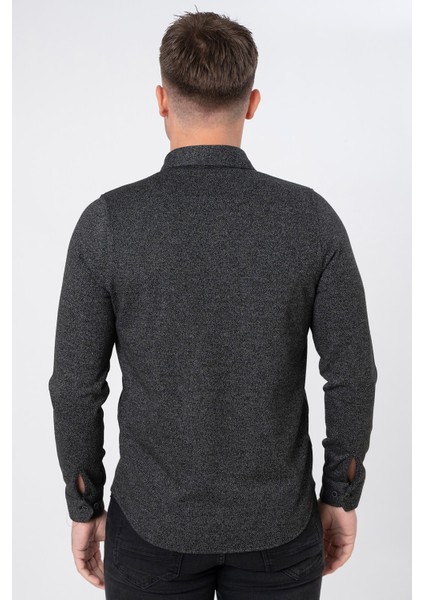 Roosendaal G4436 Slim Fit Likralı Örme Gömlek Antrasit fırsatları