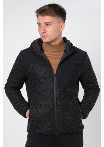 Eisenstadt Slim Fit Kapüşonlu Mont Siyah