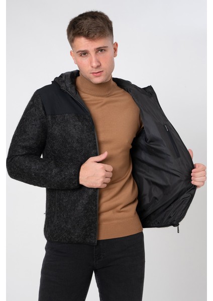 Eisenstadt Slim Fit Kapüşonlu Mont Siyah
