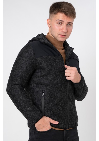 Eisenstadt Slim Fit Kapüşonlu Mont Siyah