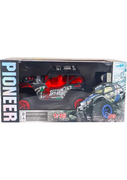 Pioneer Rc 1:16 Uzaktan Kumandalı Şarjlı Off Road Kırmızı Araba