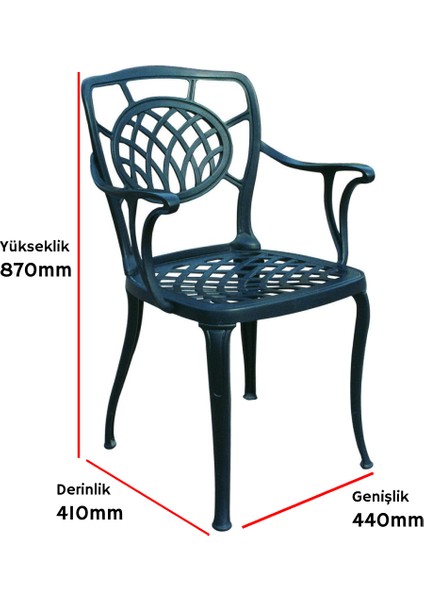 Aluminyum Döküm Bahçe Balkon Oturma Grubu 3 Parça 2 Sandalye + 1 Masa