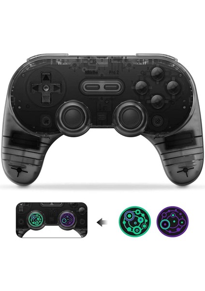 Pro 2 Bluetooth Controller Nintendo Switch Kablosuz Oyun Kolu , Pc, Macos, Android, Steam & Raspberry Pi Transparan Siyah