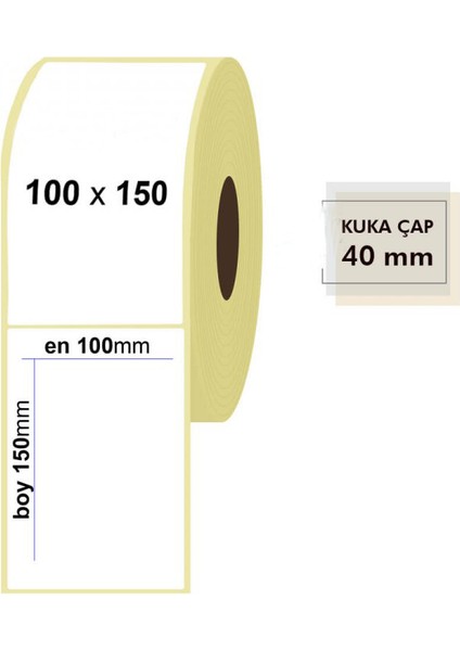 100x150mm KUŞE ETİKET (5 RULO) 350 Sarım
