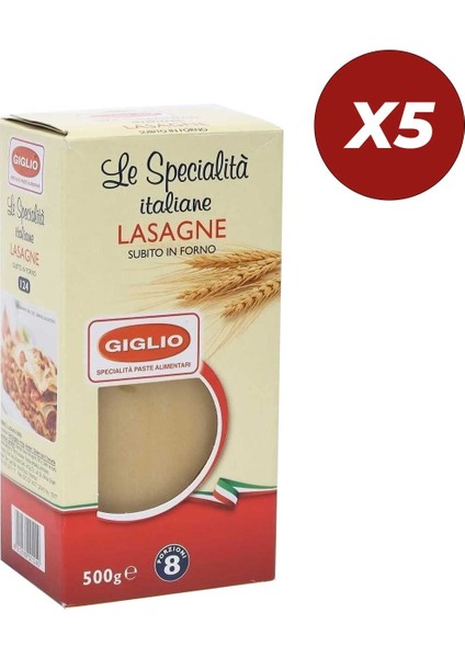 Lazanya Lasagne Di Semola Giglio 500 gr 5 Adet