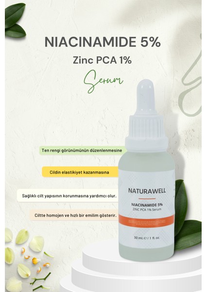 Naturawell Niacinamide 5% Zinc Pca1% ye Bakım Serumu 30 ml