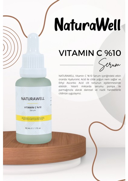 Naturawell C Vitamini Serum Aydınlatıcı ve Leke Görünümünü Azaltıcı 30 ml